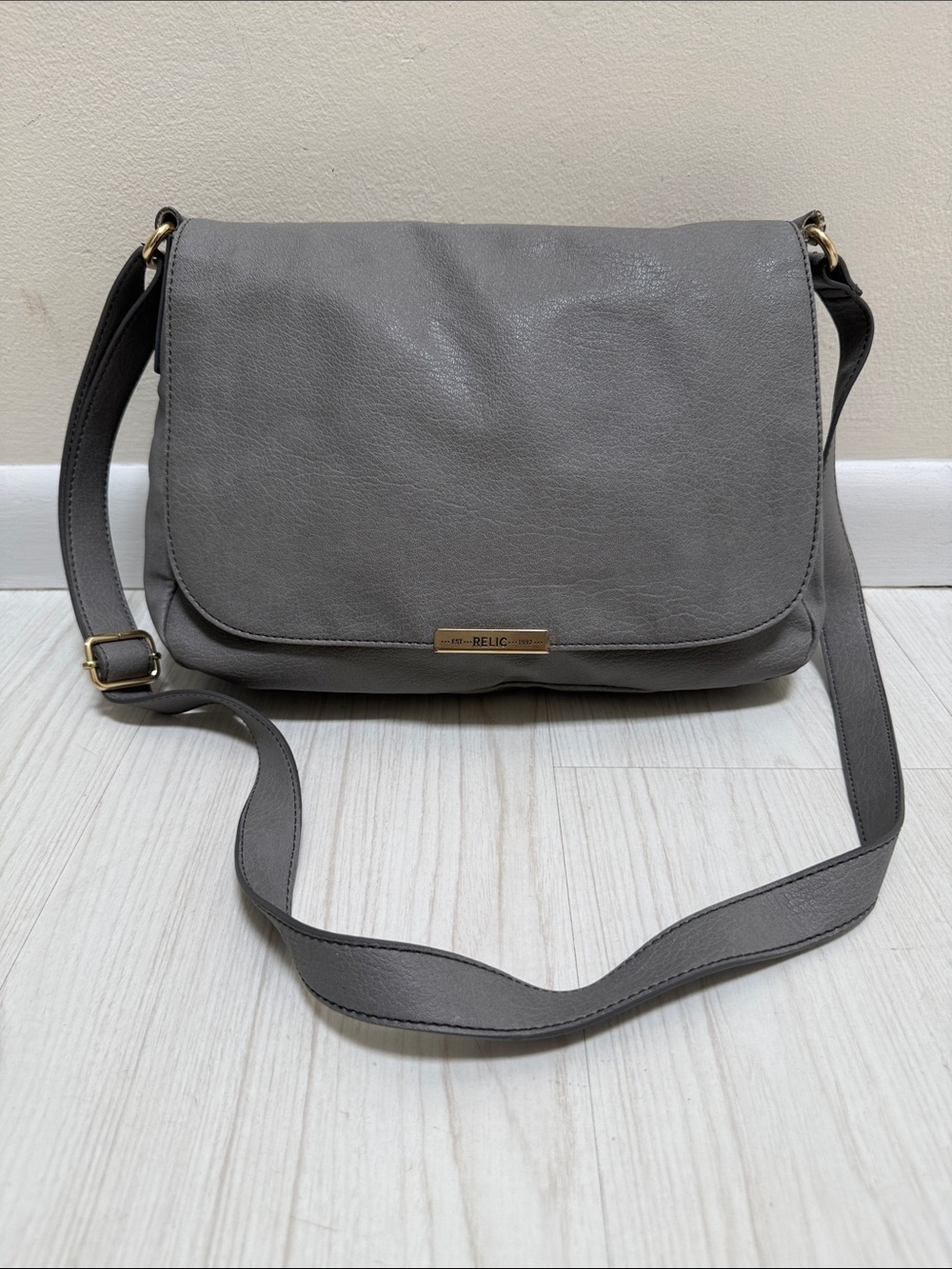 Relic Gray Flap Crossbody Messenger Bag